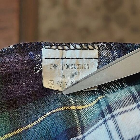 Vtg Toonie Woonie blue/green plaid cotton flannel button-down - Picture 11 of 11